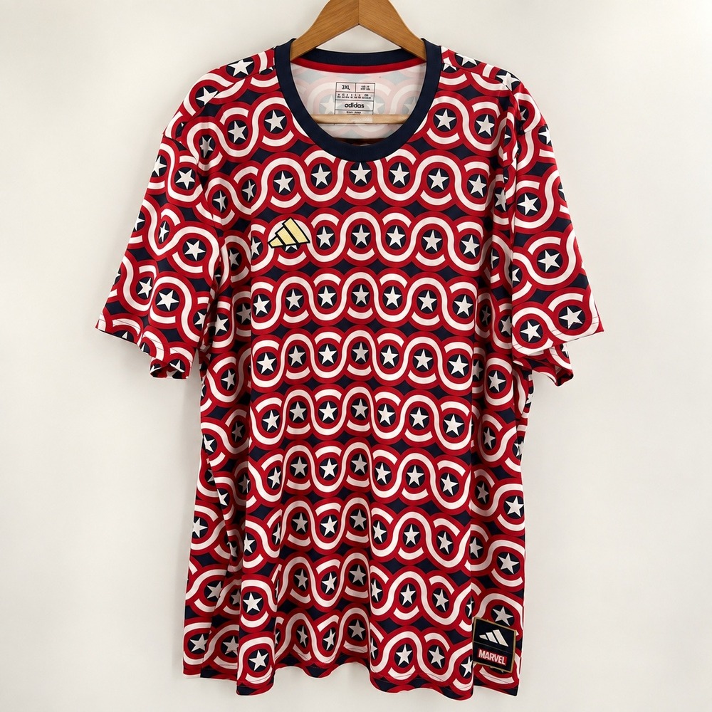 Adidas Marvel Captain America Shield Jersey Mens 3XL Blokecore Comic Core Red